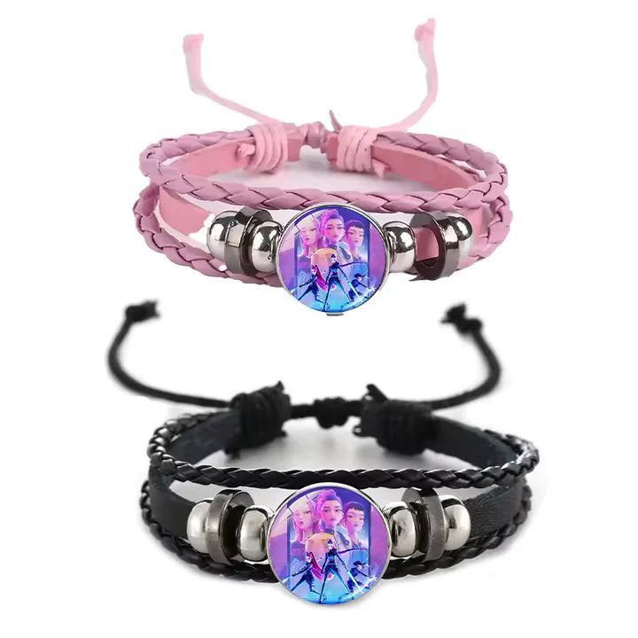 Geflochtenes Kpop Demon Hunter Armband | Verstellbar | 18 cm | Perlendesign Stilvolles Anime-Armband für Kinder – perfektes Geschenk.
